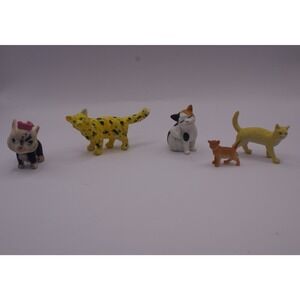 Miniature Cat Figurine Lot Safari Ltd Egyptian Mau Calico Flocked 5pc